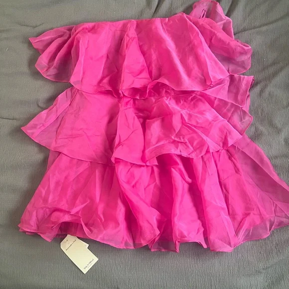 Organza Tiered Strapless Mini Dress - Picture 3 of 8